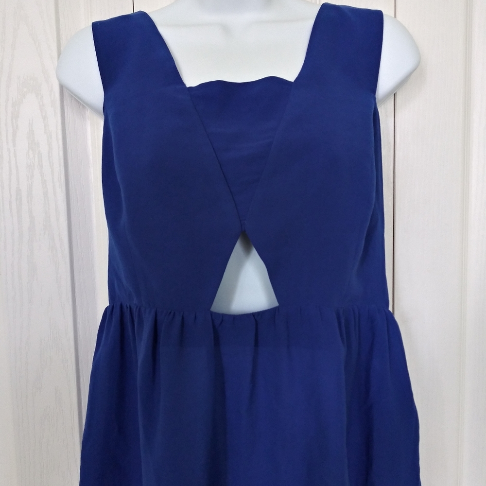 Zara Basic Royal Blue Open Hole Front Top.